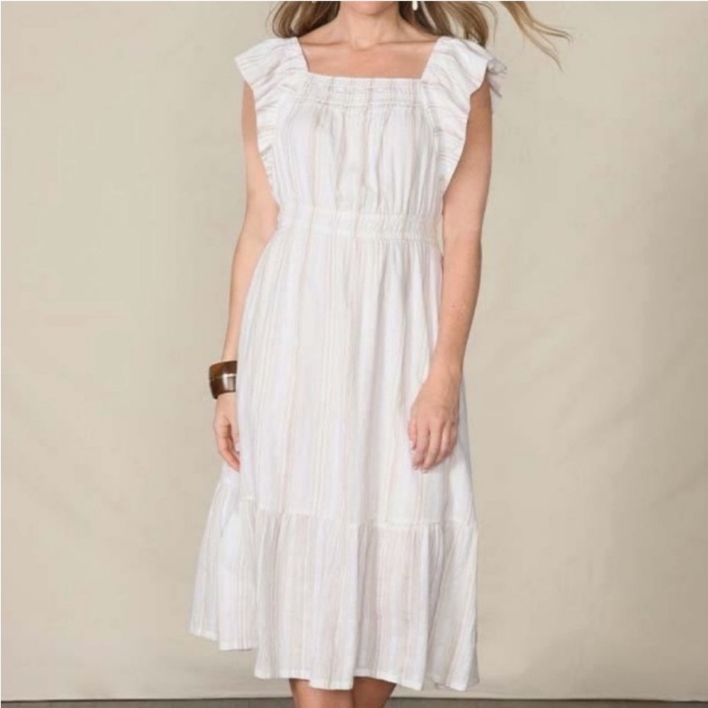 New Good Hart Desoto Dress Size Small Cotton Classic Neutral Midi Dress GH03028D